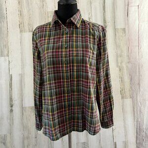 LOFT Women's Size XS Plaid Button Down Classic Collared Shirt